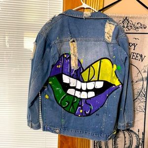 Mardi Gras Denim Jacket (HandPainted)